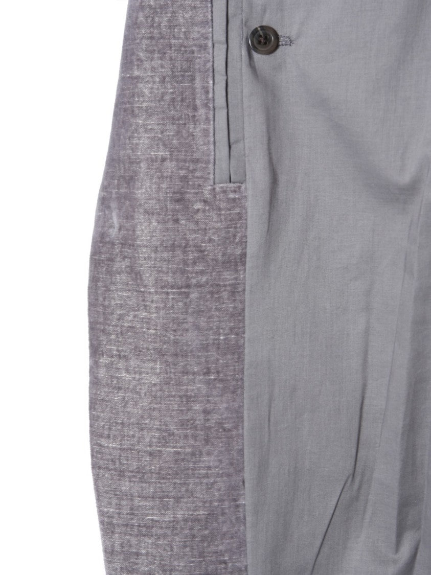 Rick Owens Textured Grey Velvet Single-Breasted Jacket