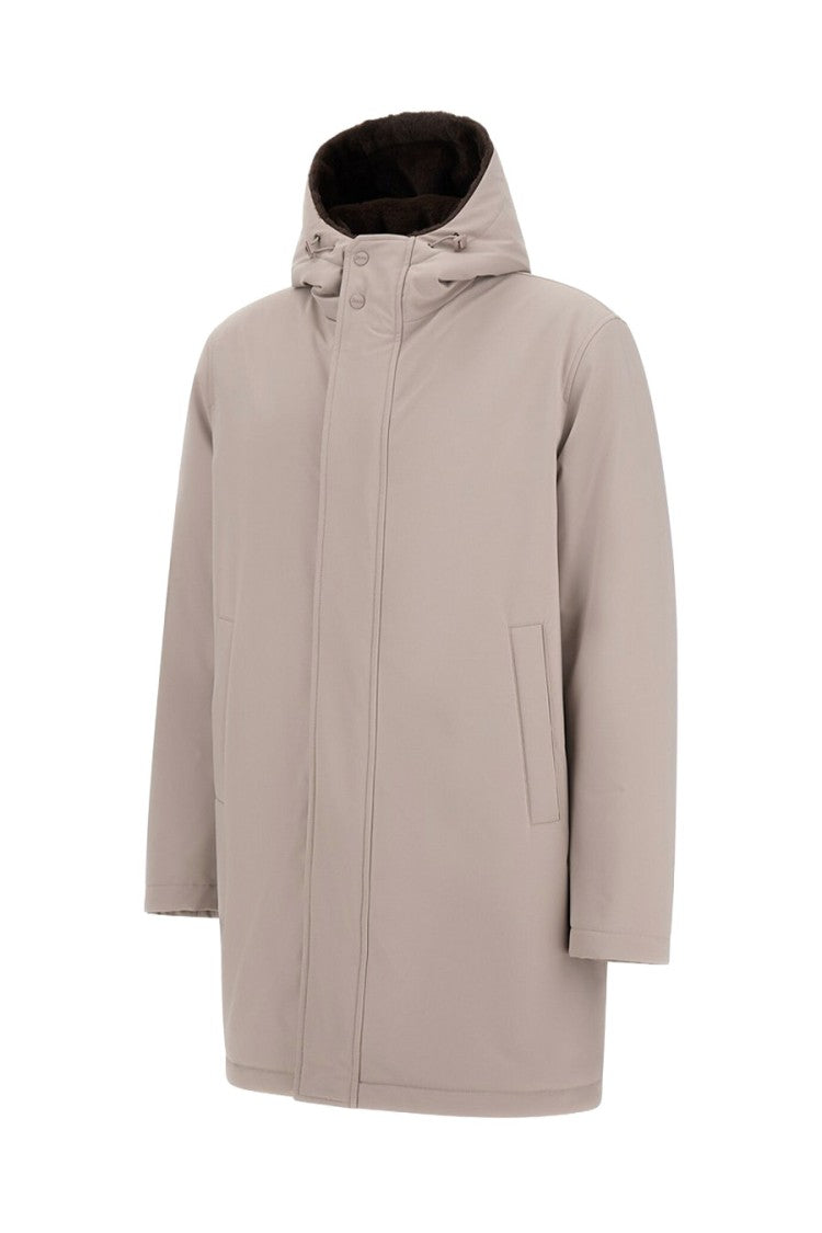 Herno Grey Polyester Hooded Parka Coat