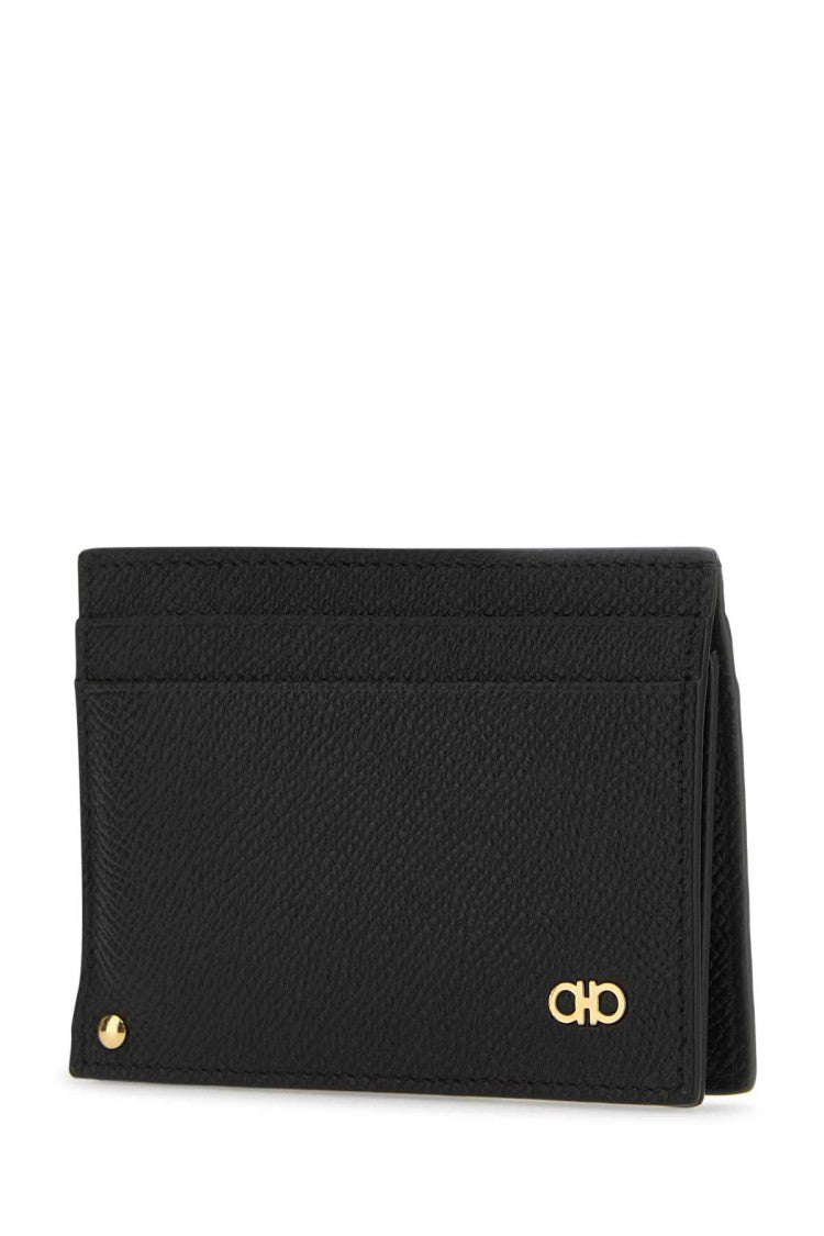 Salvatore Ferragamo Black Leather Card Holder