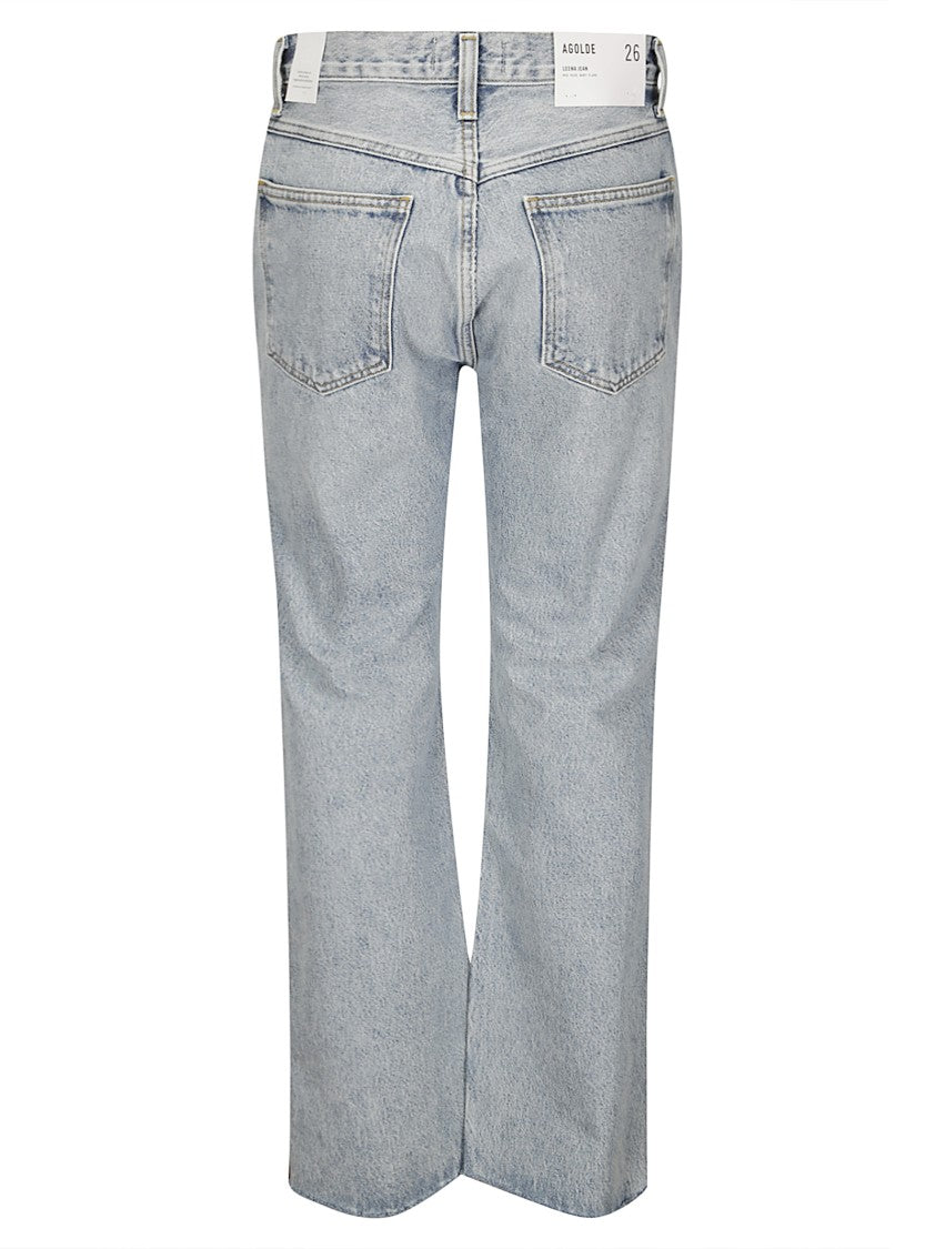 Agolde Light-Wash Flared Jeans With Distinctive Fringed Hem