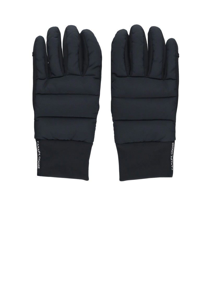 Canada Goose Padded Quilted Black Gloves With Reinforced Grip