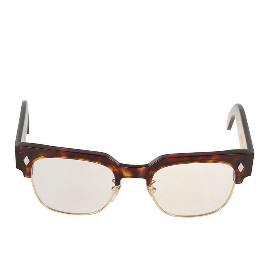 Kador Tobako Cm Tortoiseshell Rectangular Frame Eyeglasses With Gold Accents