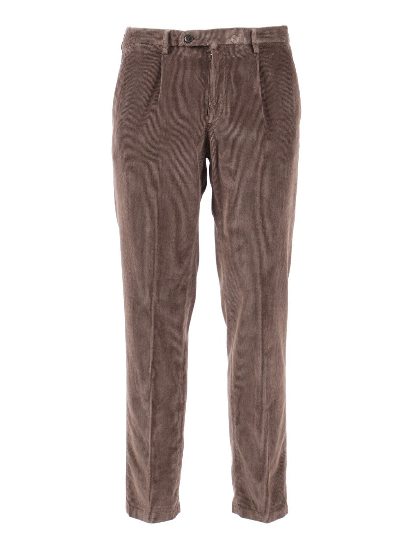 Briglia Straight-Leg Brown Corduroy Pants With Tapered Fit