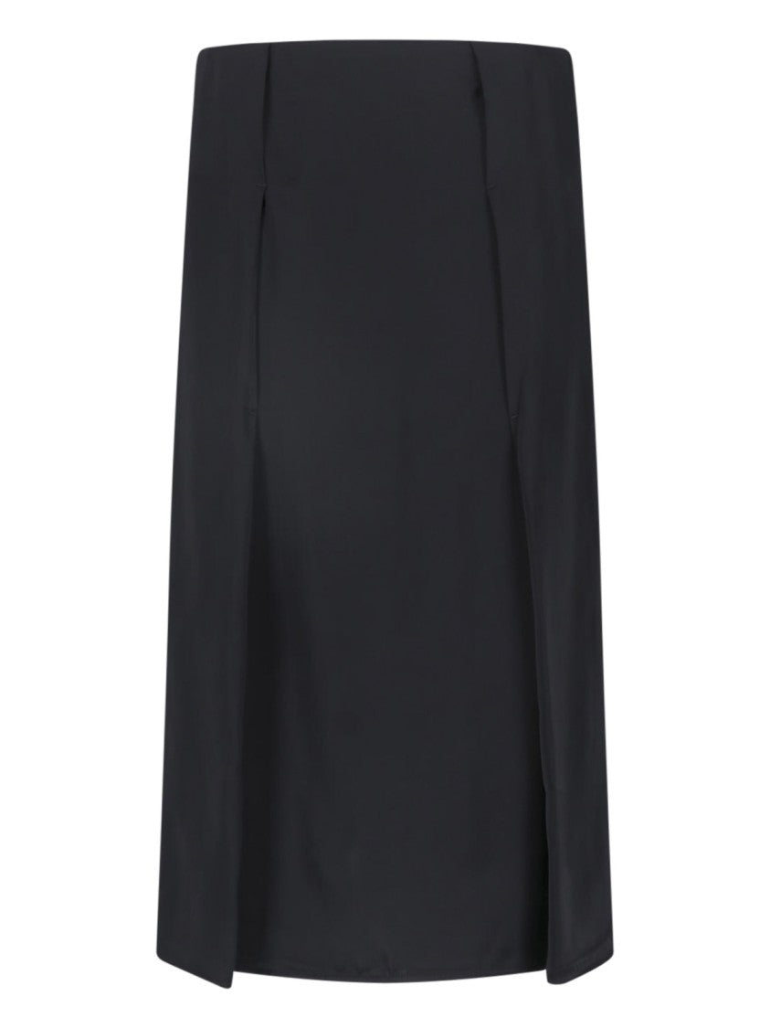 Jil Sander Midi Skirt In Smooth Black Viscose With Pleated Details