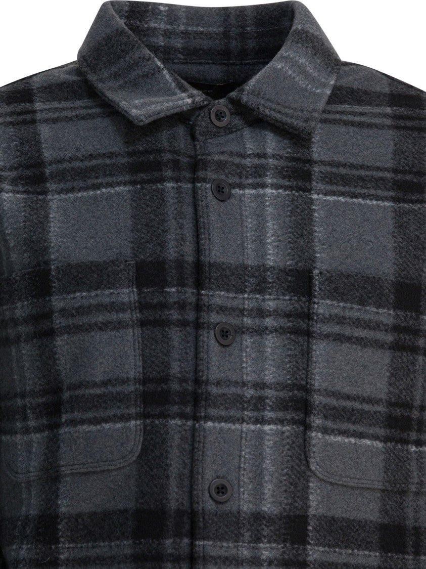 Vince Check Overshirt Jacket With Fleece-Lined Interior
