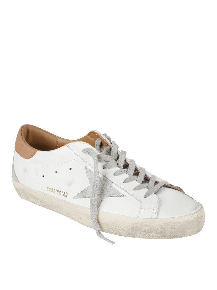 Golden Goose Classic Low-Top White Leather Sneakers With Tan Heel Tab