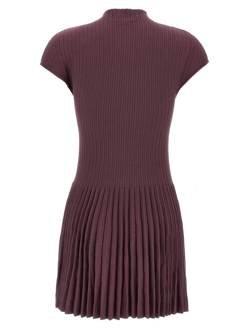 Magda Butrym Knitted Cotton Mini Dress With Pleated Skirt