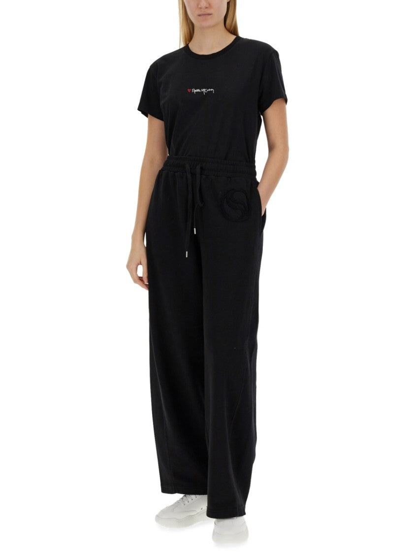 Stella Mccartney Oversized Black T-Shirt With Subtle Logo Detail