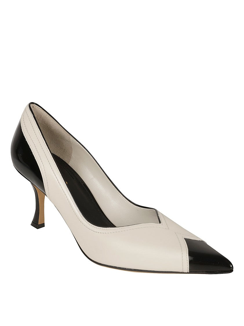 Ferragamo Pointed Toe Pumps With Vintage-Inspired Heel