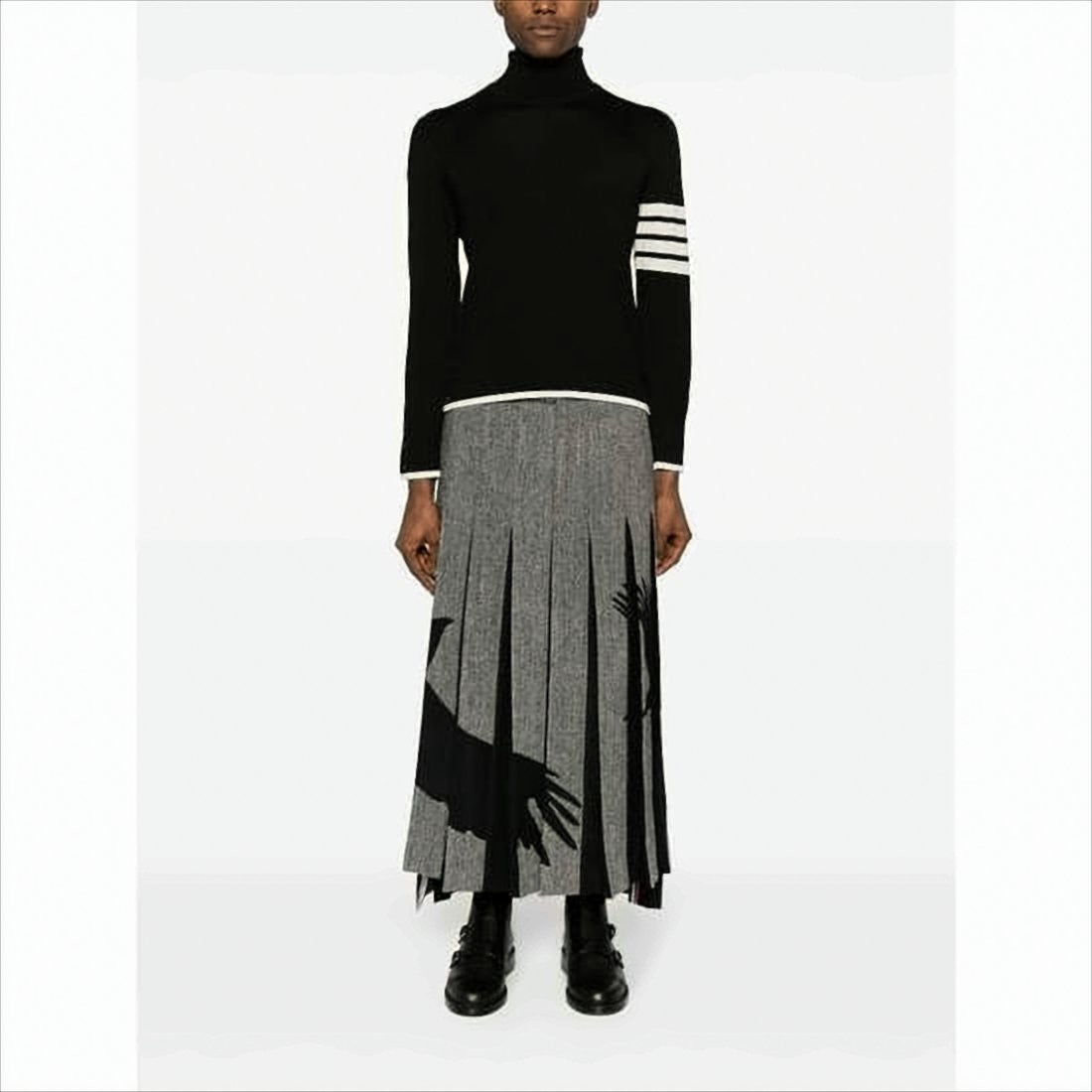 Thom Browne Fitted Black Wool Turtleneck Sweater
