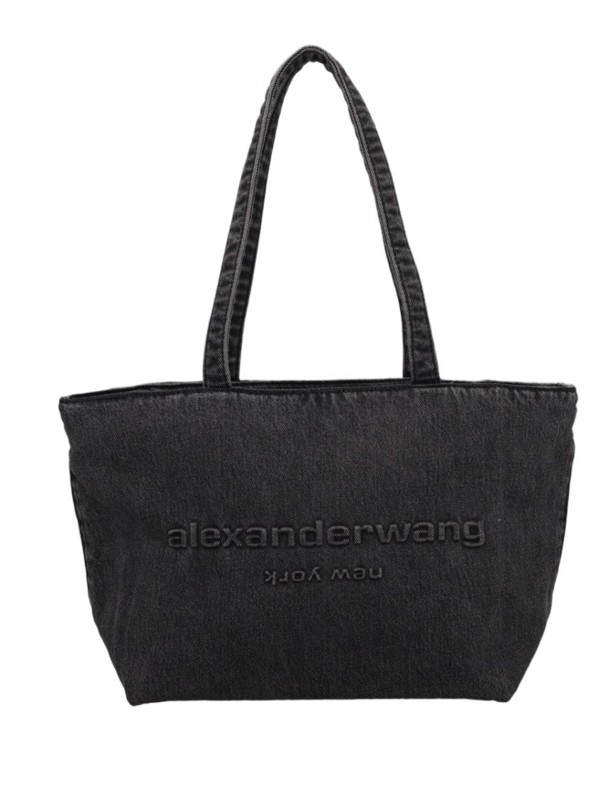 Alexander Wang Medium Denim Tote Bag With Embossed Logo