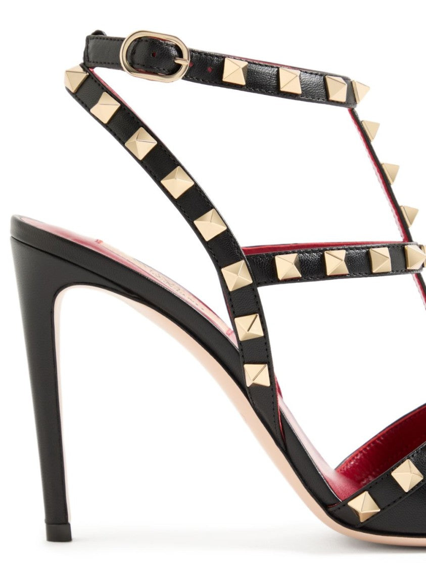 Valentino Garavani Pointed-Toe Pyramid Studs Ankle Buckle Flats