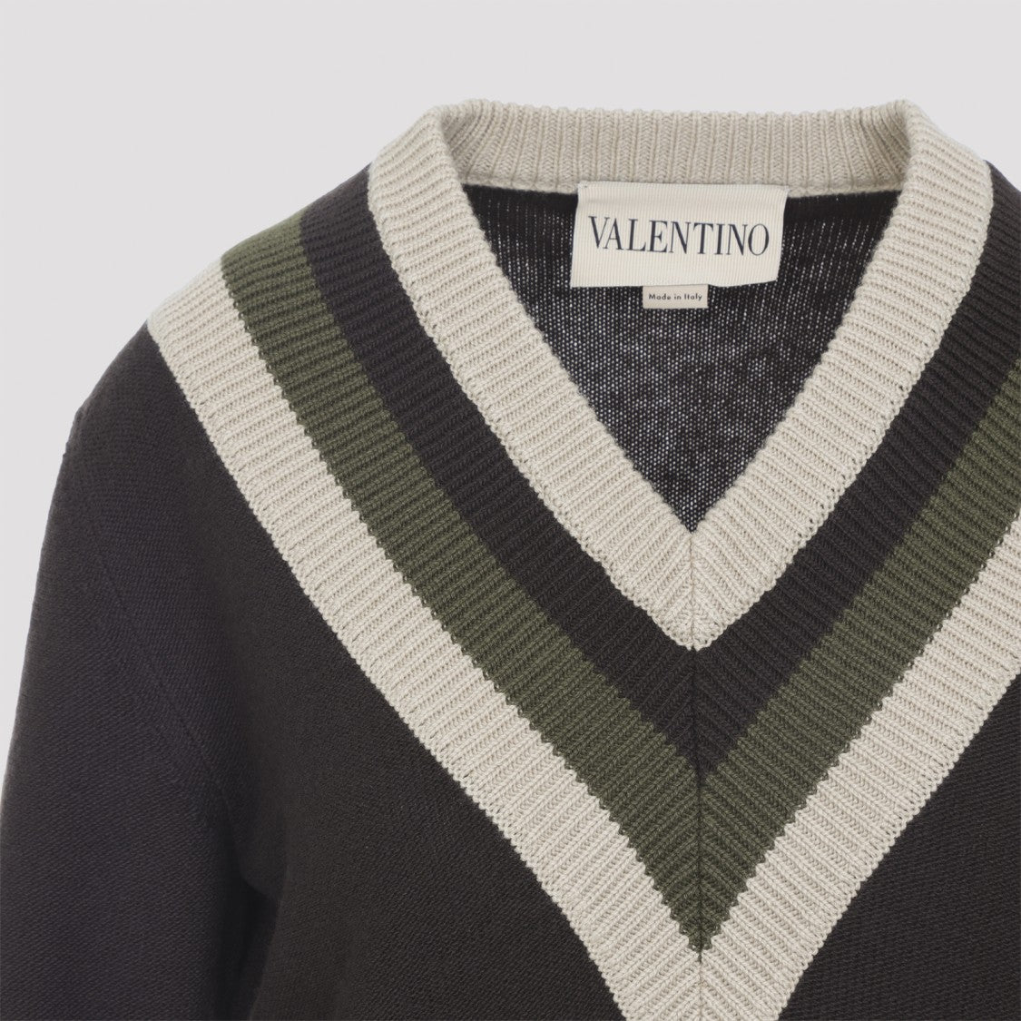 Valentino V Neck Brown Wool Sweater