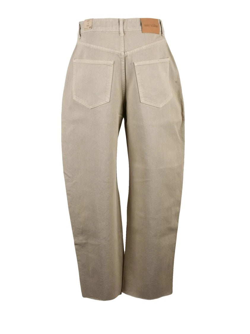Noir And Bleu Beige Cotton Straight-Leg Pants