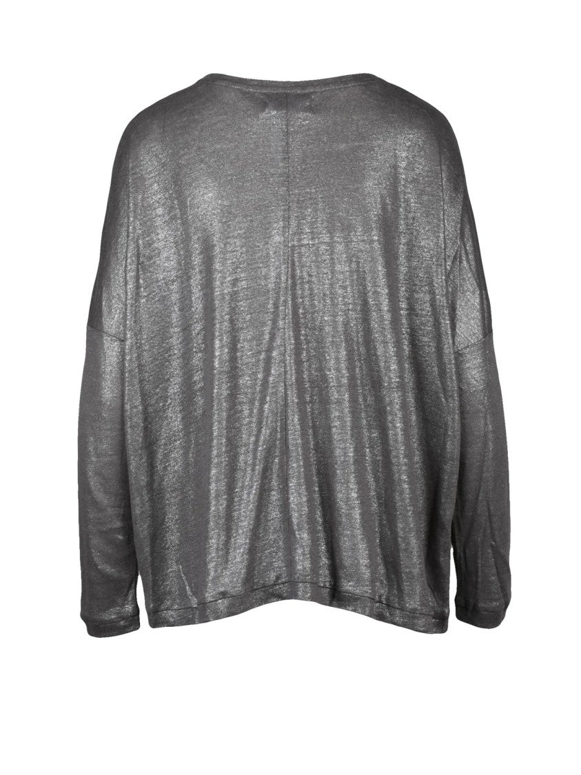 Notshy Grey V-Neck Linen Blouse