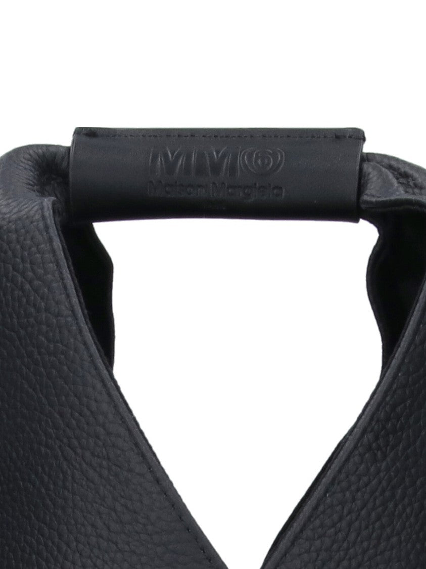 Mm6 By Maison Margiela Black Hammered Leather Small "Japanese" Handbag