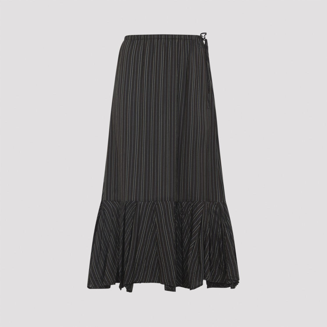 Dries Van Noten Pinstripe Midi Skirt With Side Tie Detail