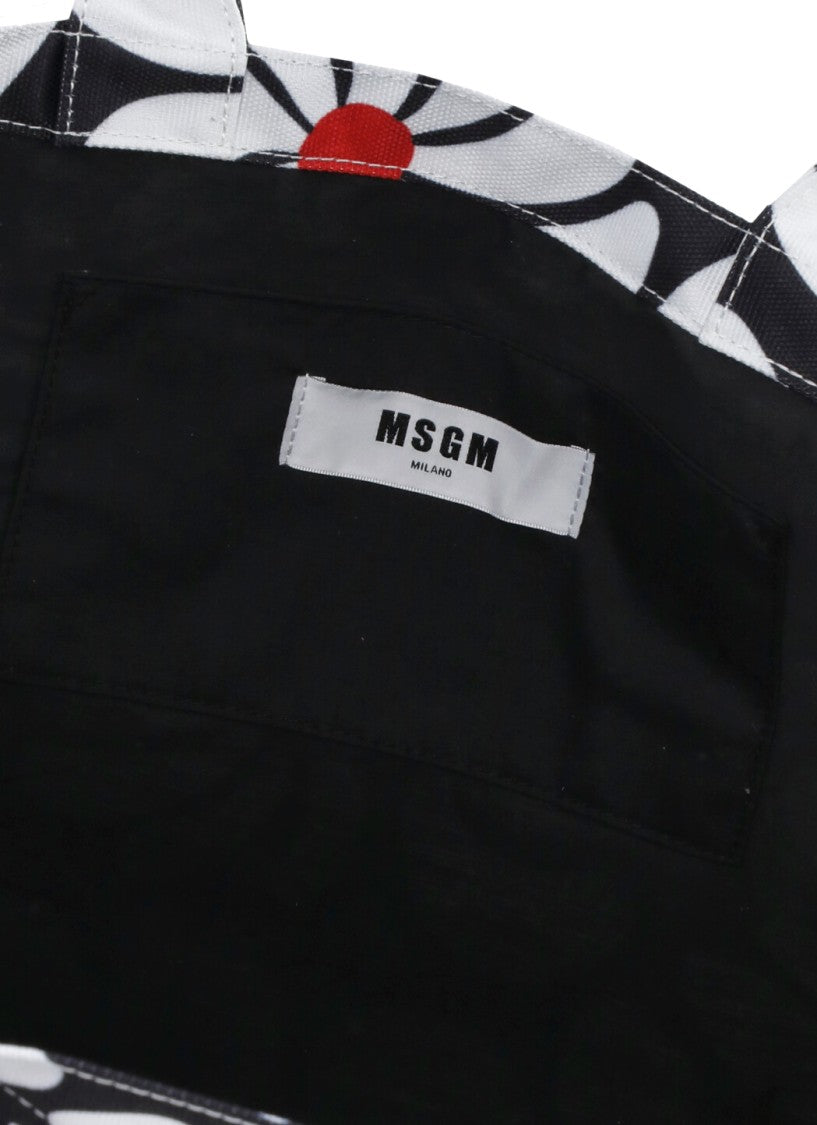 Msgm Black Canvas Tote Bag