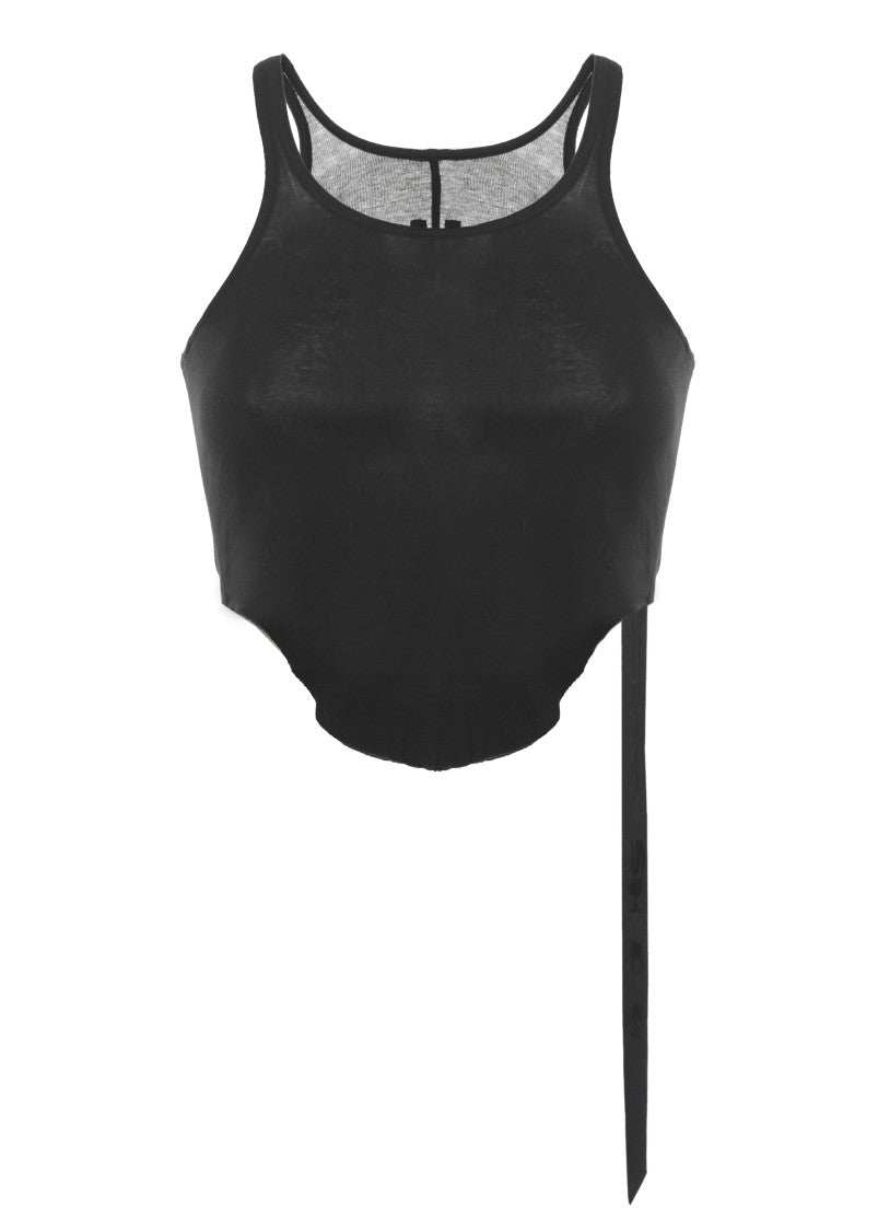 Drkshdw By Rick Owens Black Lace Detail Cotton Tank Top