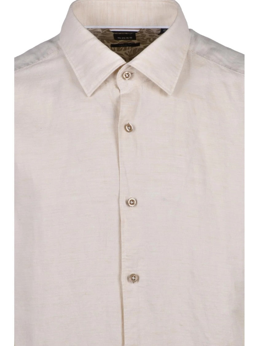 Boss Cotton Linen Shirt Casual Fit - White