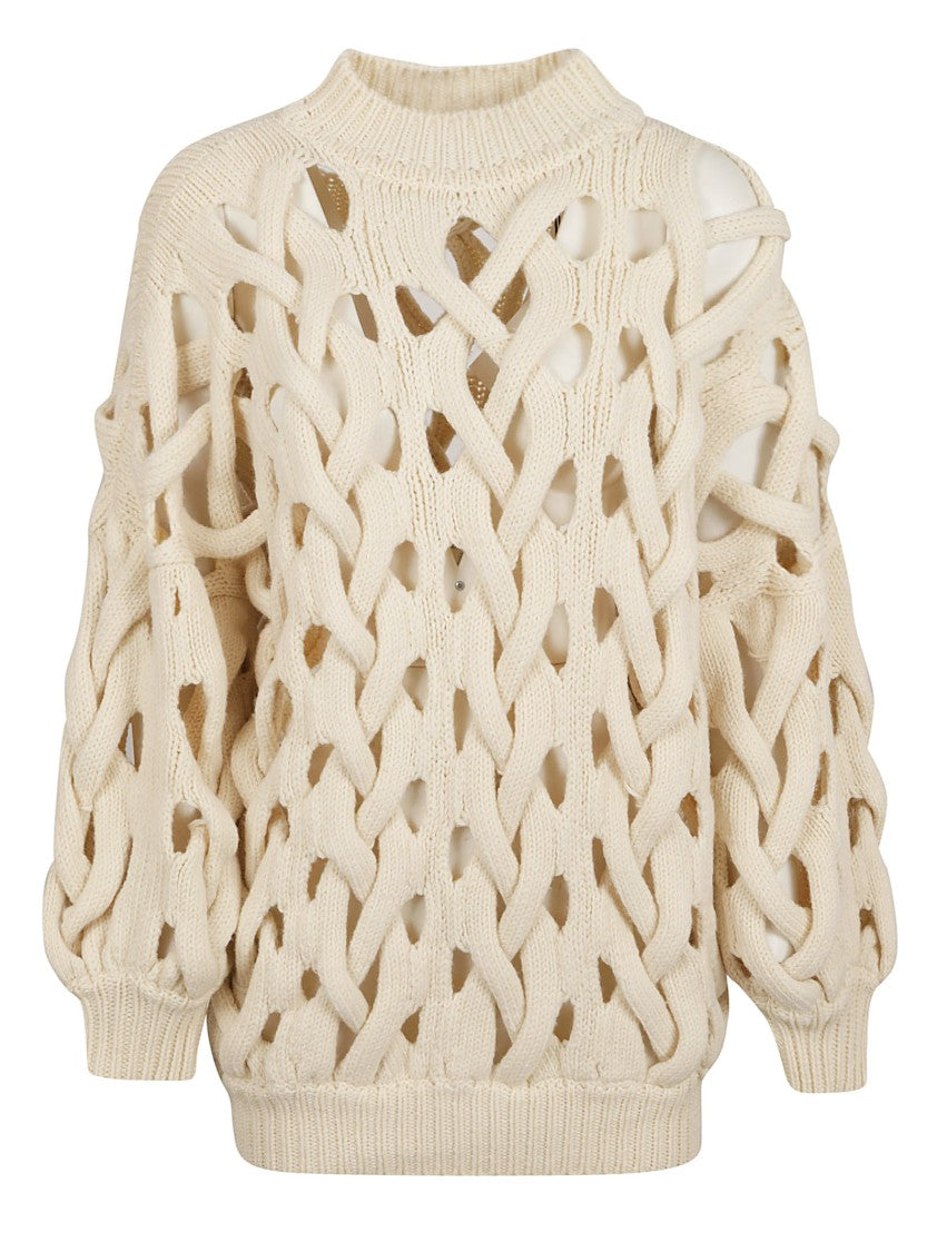 Isabel Marant Open-Knit Sweater With Intricate Braiding And Voluminous Sleeves