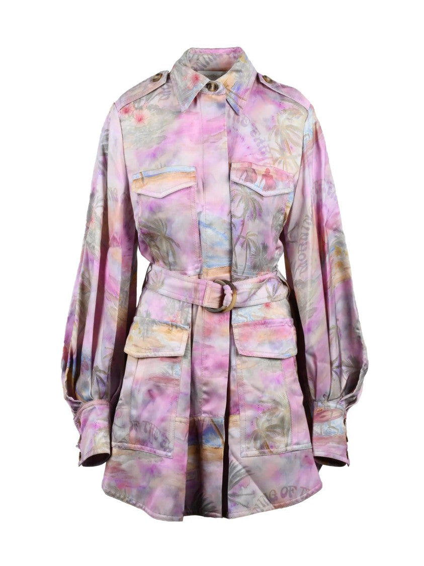 Zimmermann Pink Viscose Flared Sahariana Dress