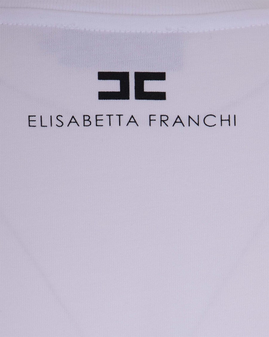 Elisabetta Franchi Structured-Sleeve Graphic Lettering T-Shirt