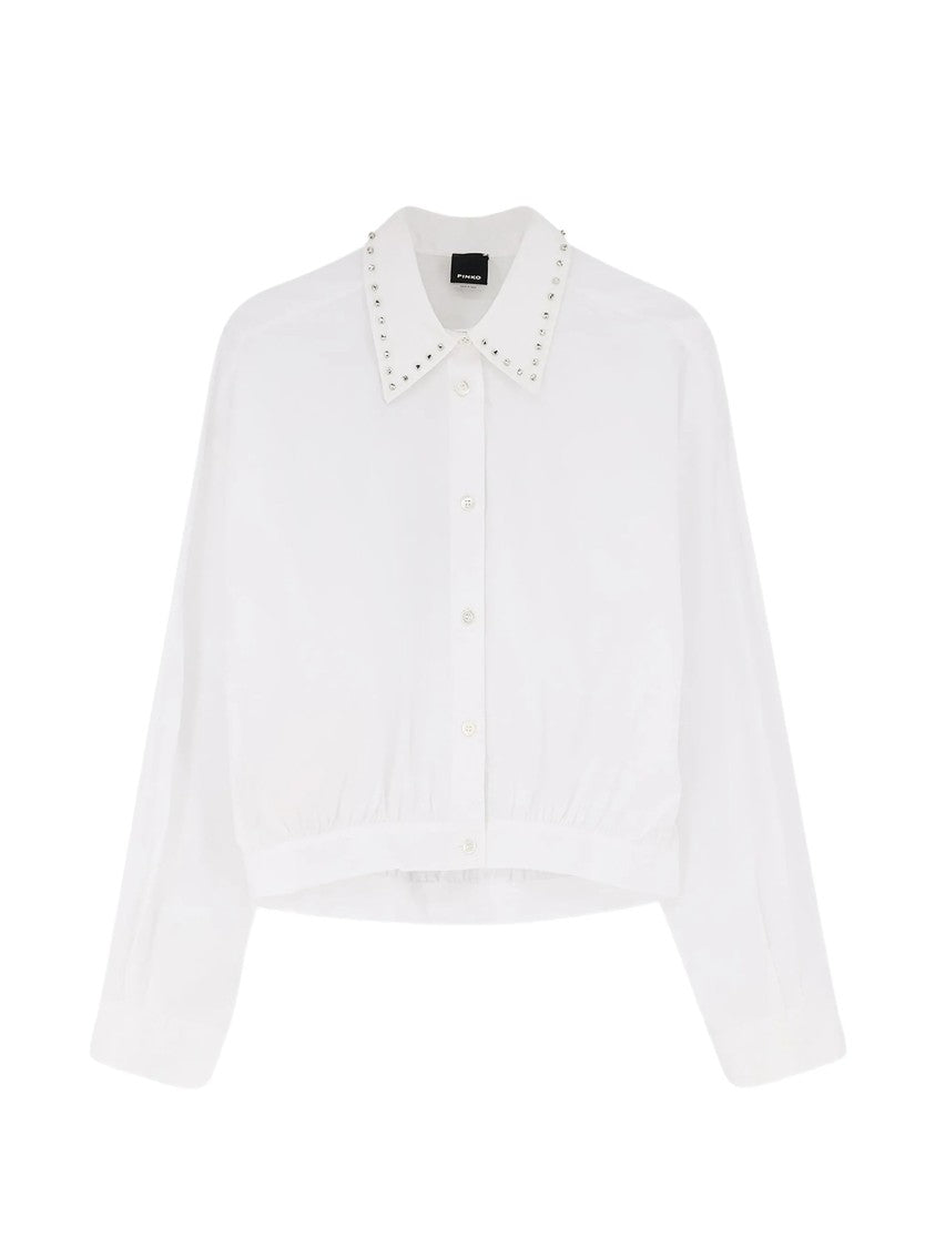 Pinko Charita Cropped Studded Fabric Shirt