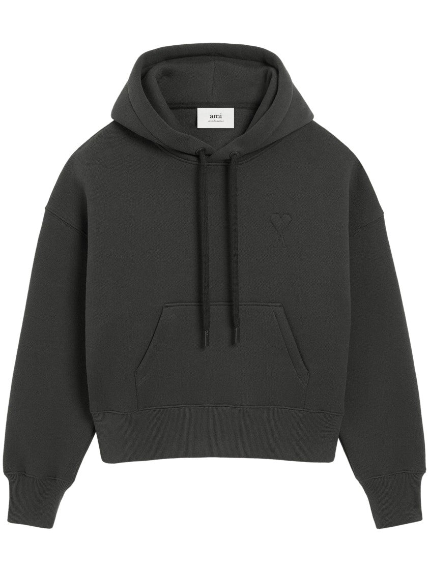 Ami Oversized Hooded Sweatshirt In Solid Grey