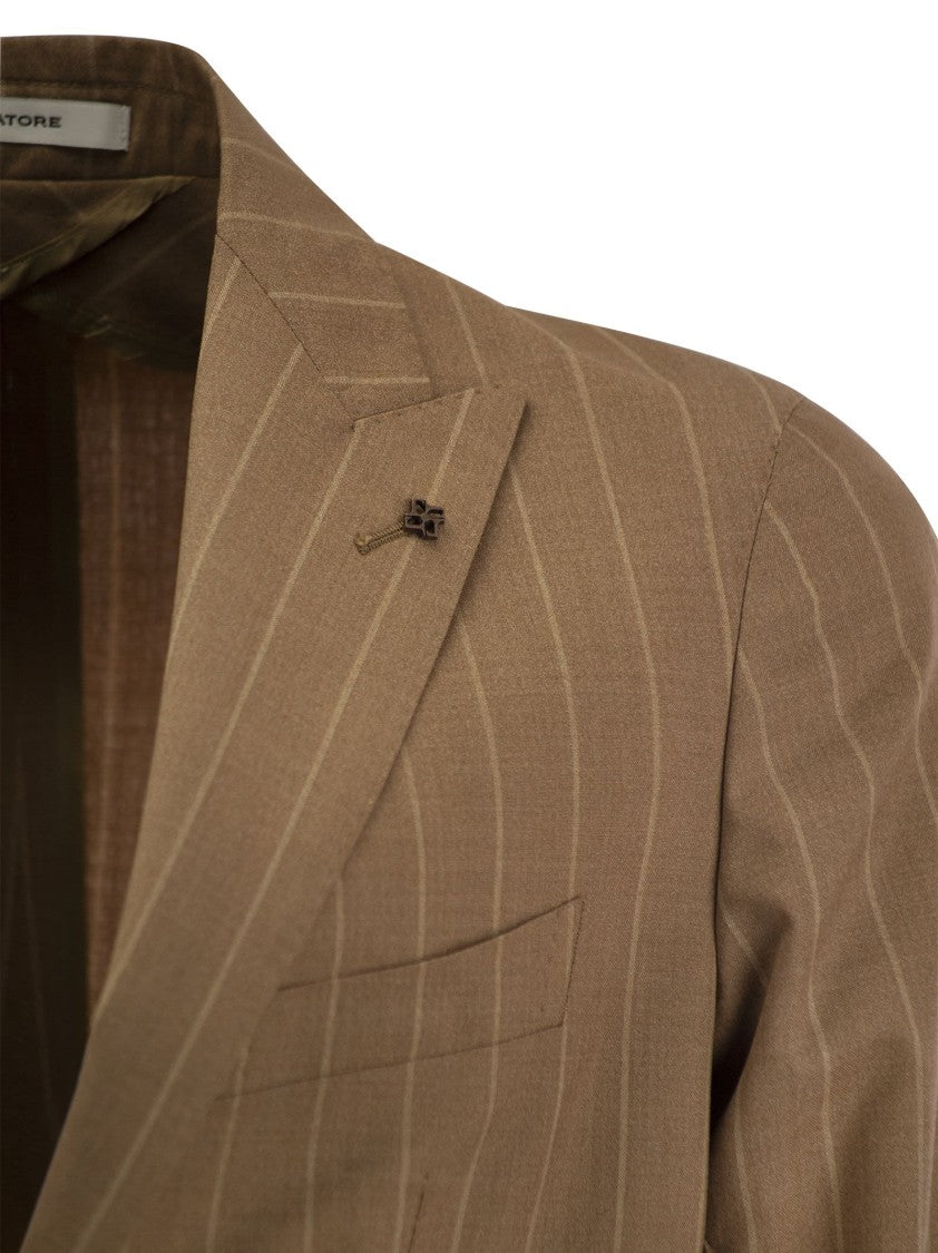 Tagliatore Pinstripe Suit In Wool And Silk