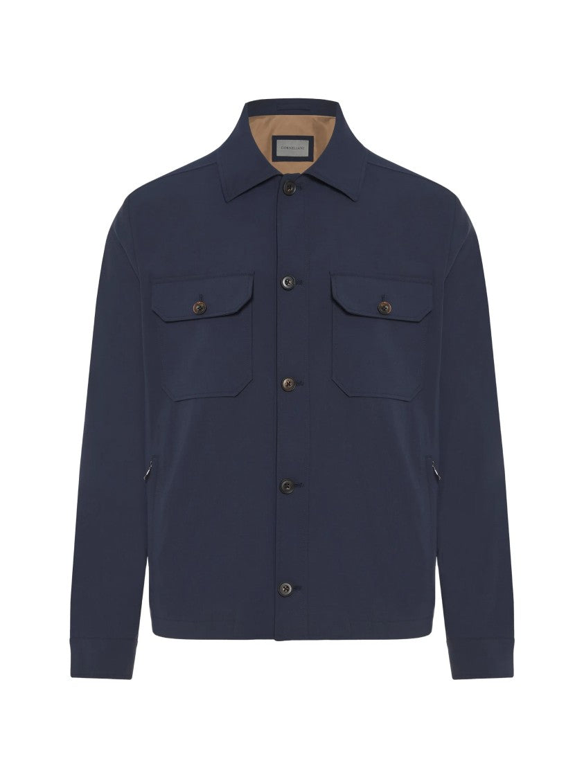 Corneliani Deep Blue Structured Boxy Silhouette Jacket