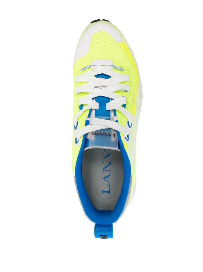 Lanvin Lemon Yellow And Blue Colour-Block Mesh Sneakers
