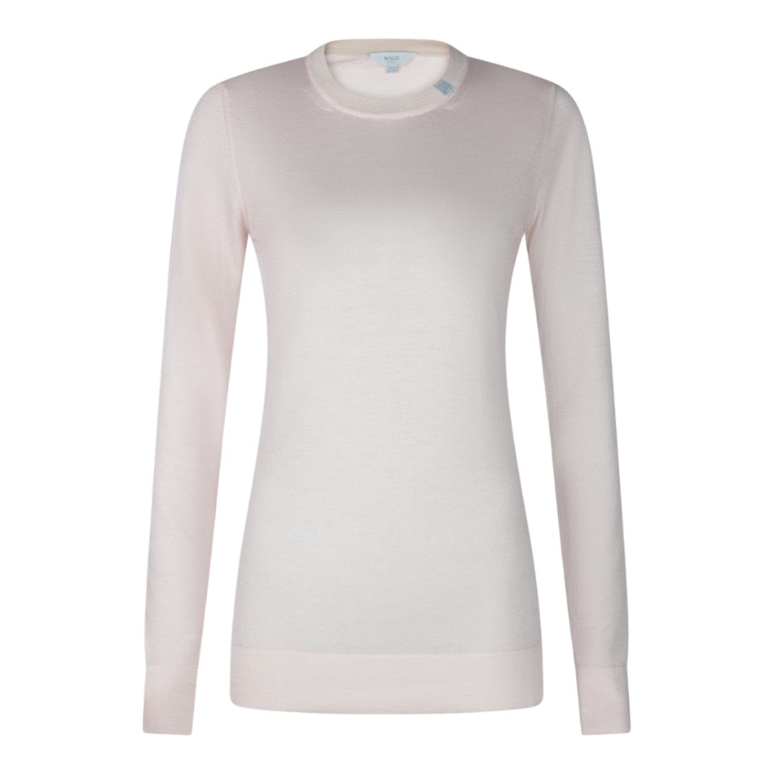 Malo Fitted Neutrals Crew Neck Sweater With Ribbed Details