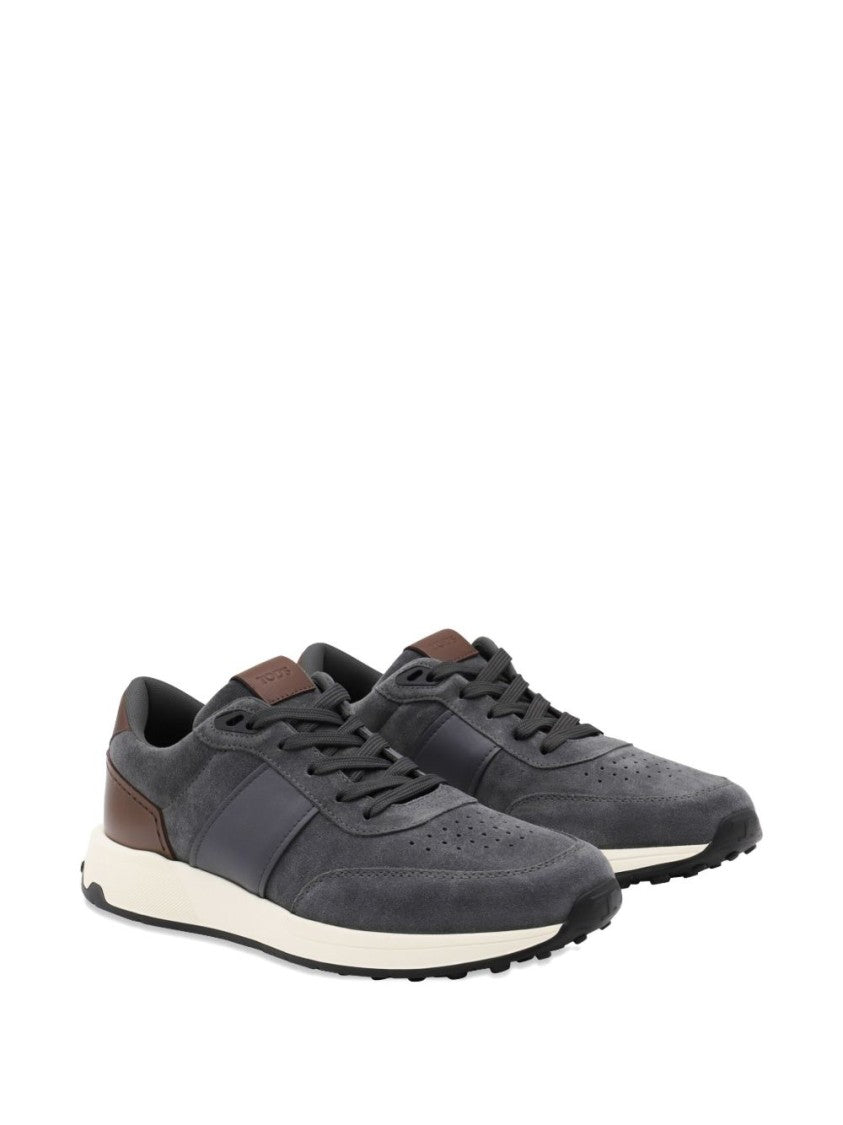 Tod's Sporty Grey Suede And Leather Sneakers