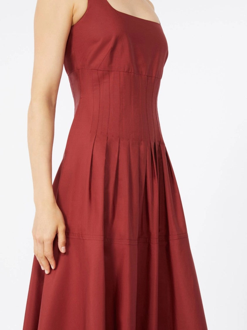 Max Mara Square Neckline Midi Dress With Flared Skirt