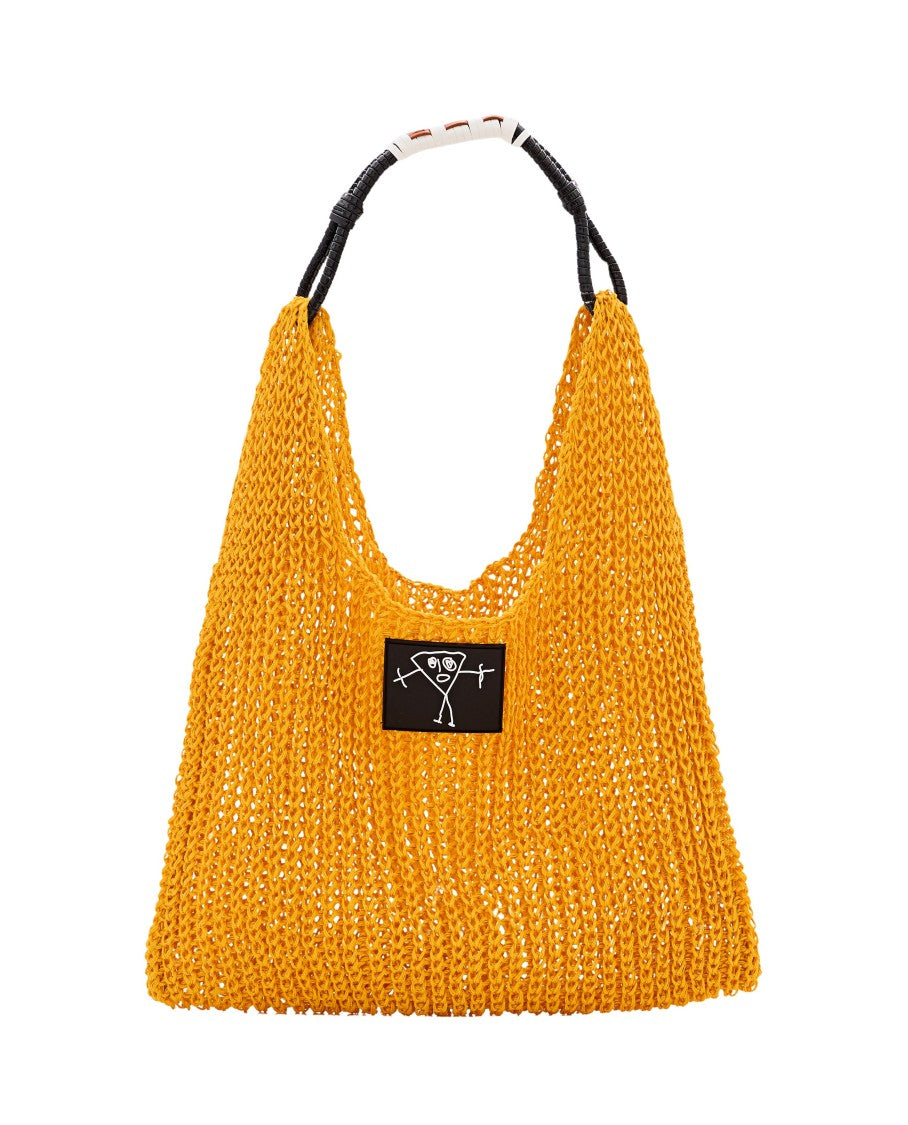 Plan C Orange Mesh Shopper Bag
