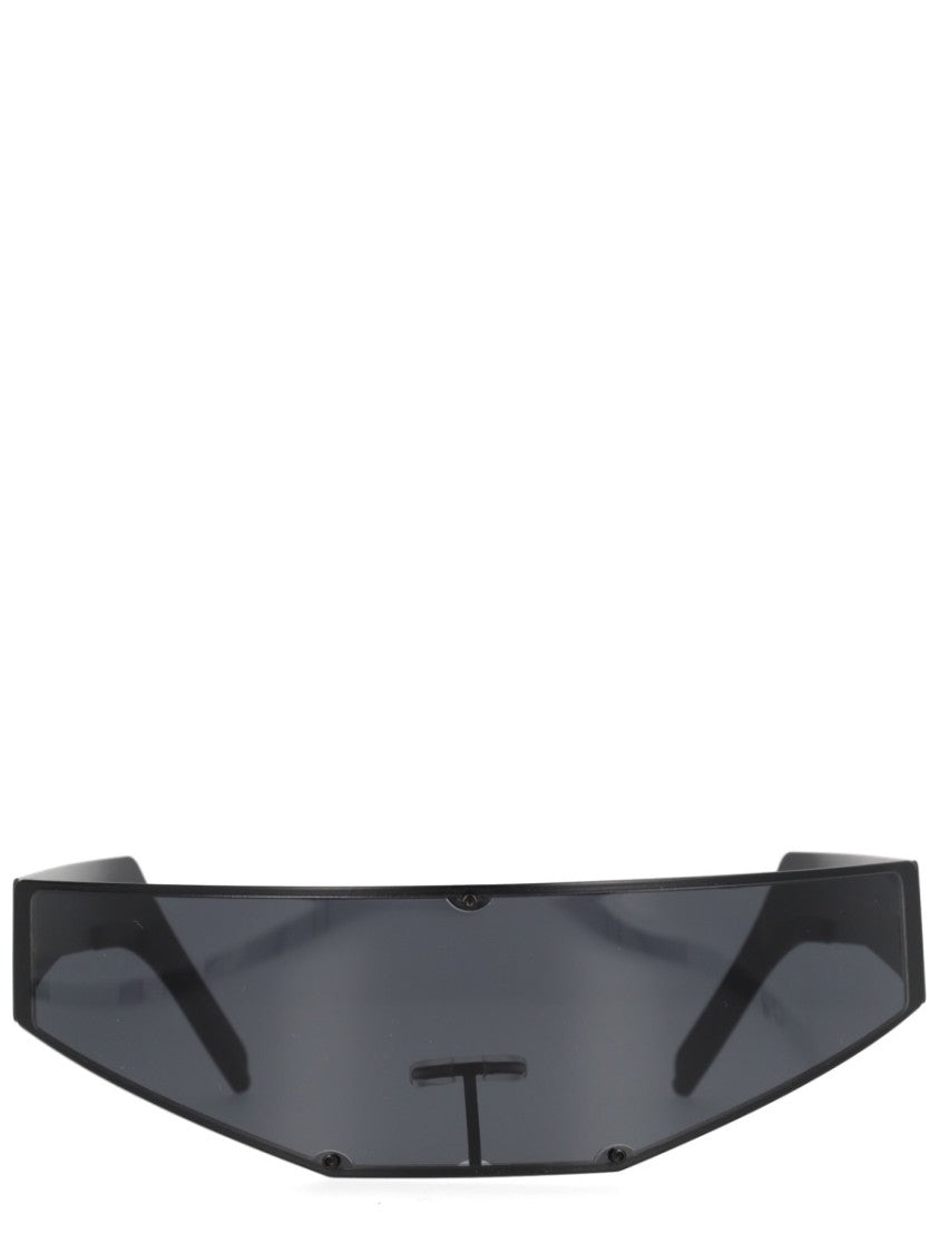 Rick Owens Black Angular Stainless Steel Sunglasses
