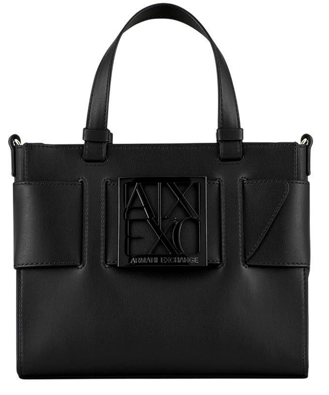 Armani Exchange Structured Black Shoulder Bag With Removable Strap