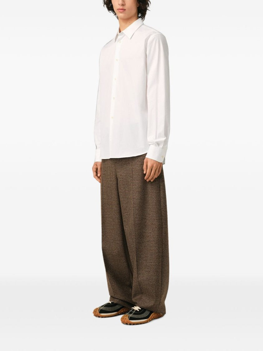 Ami Paris Long Sleeve Minimalist Shirt With Pointed Collar