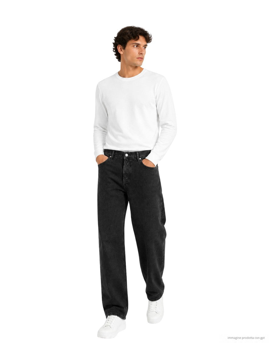Nine In The Morning Washed Black Albert Loose-Fit Denim Jeans