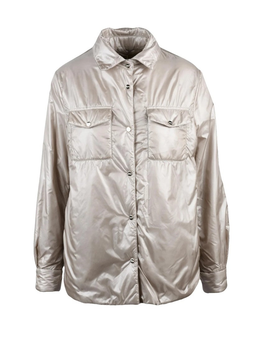 Herno Beige Padded Jacket With Snap Button Closure And Relaxed Fit