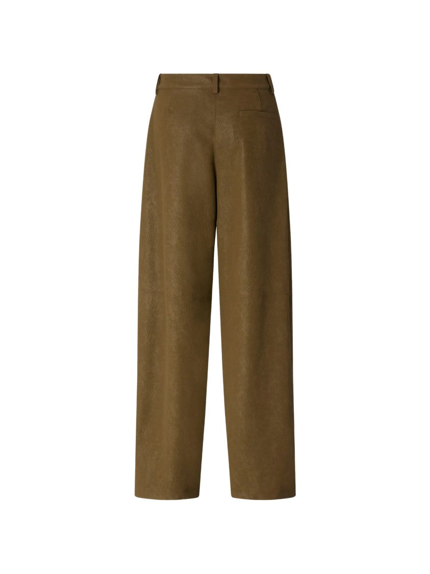 Pinko Wide-Leg Green Trousers With Belt Loops And Fastening