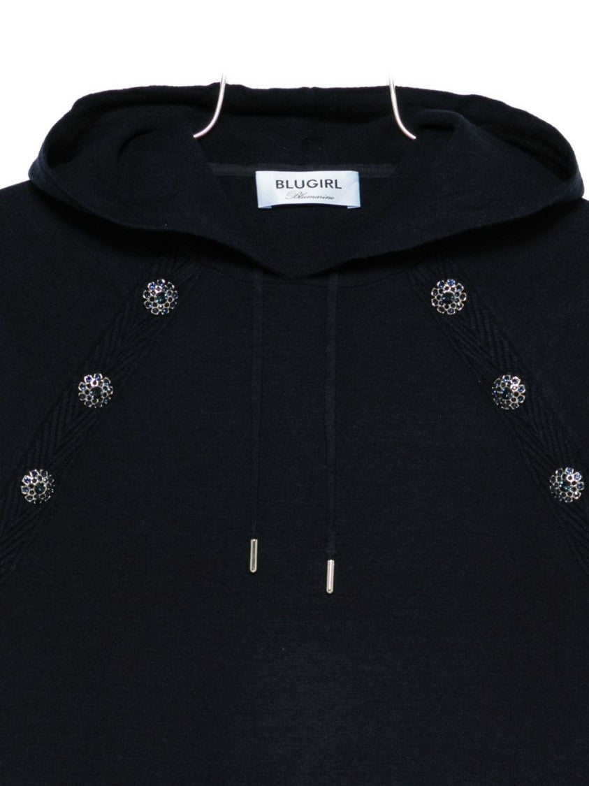 Blugirl Cropped Hooded Sweatshirt With Decorative Button Detail