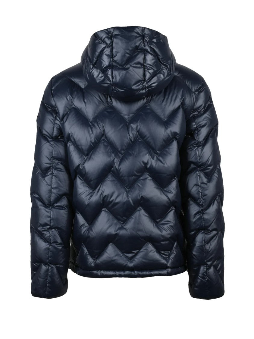 Peuterey Chevron Quilted Down Jacket With Glossy Finish And Hood