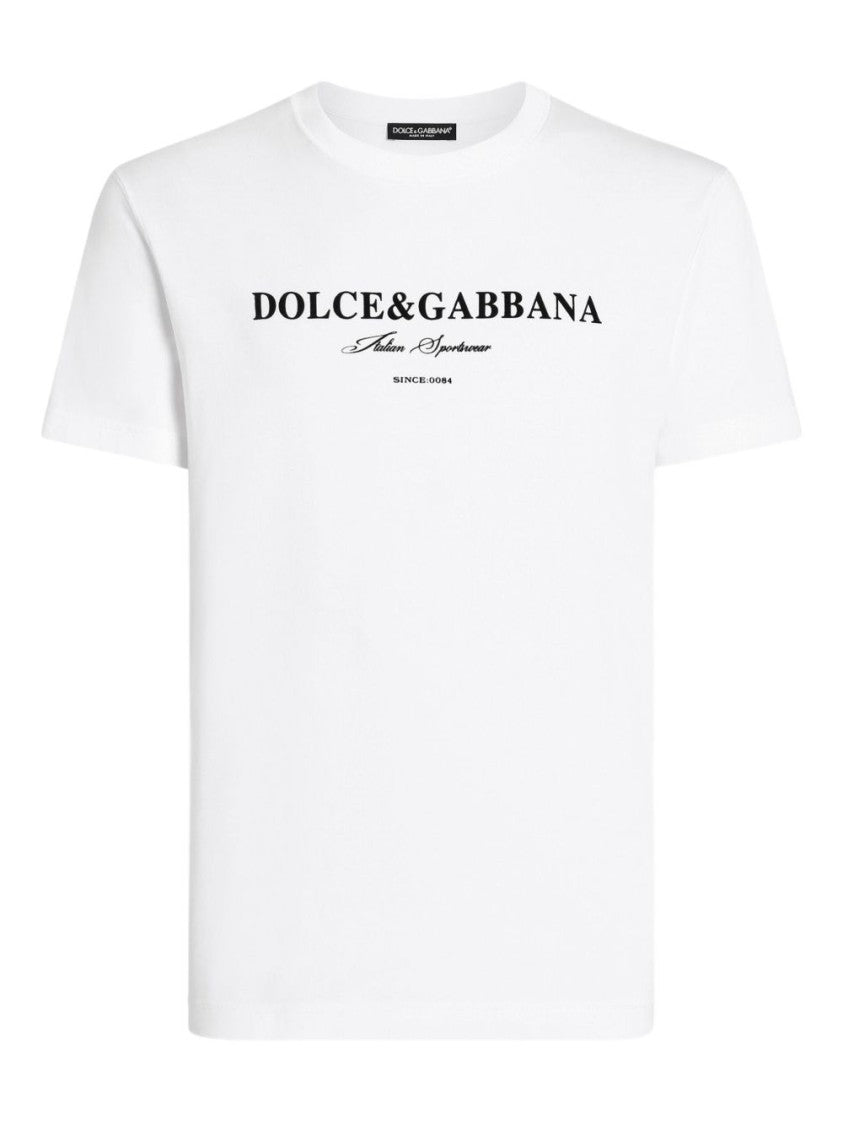 Dolce & Gabbana White Cotton T-Shirt With Signature Logo Print