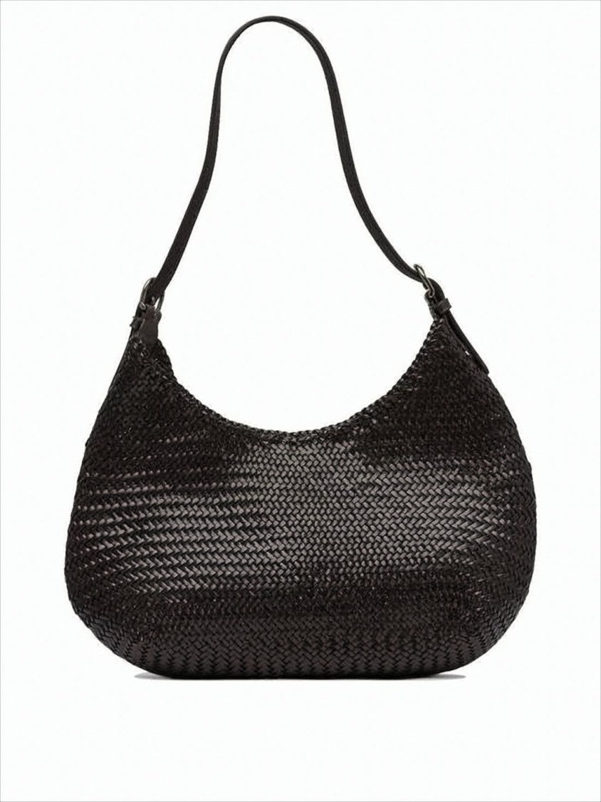 Dragon Diffusion Buffalo Leather Shoulder Bag With Woven Texture