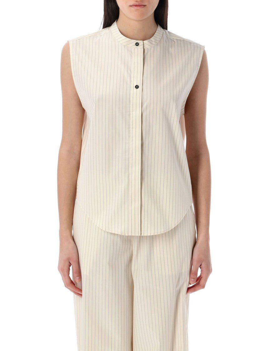 Loulou Studio Hale Stripes Sleeveless Shirt With Classic Collar