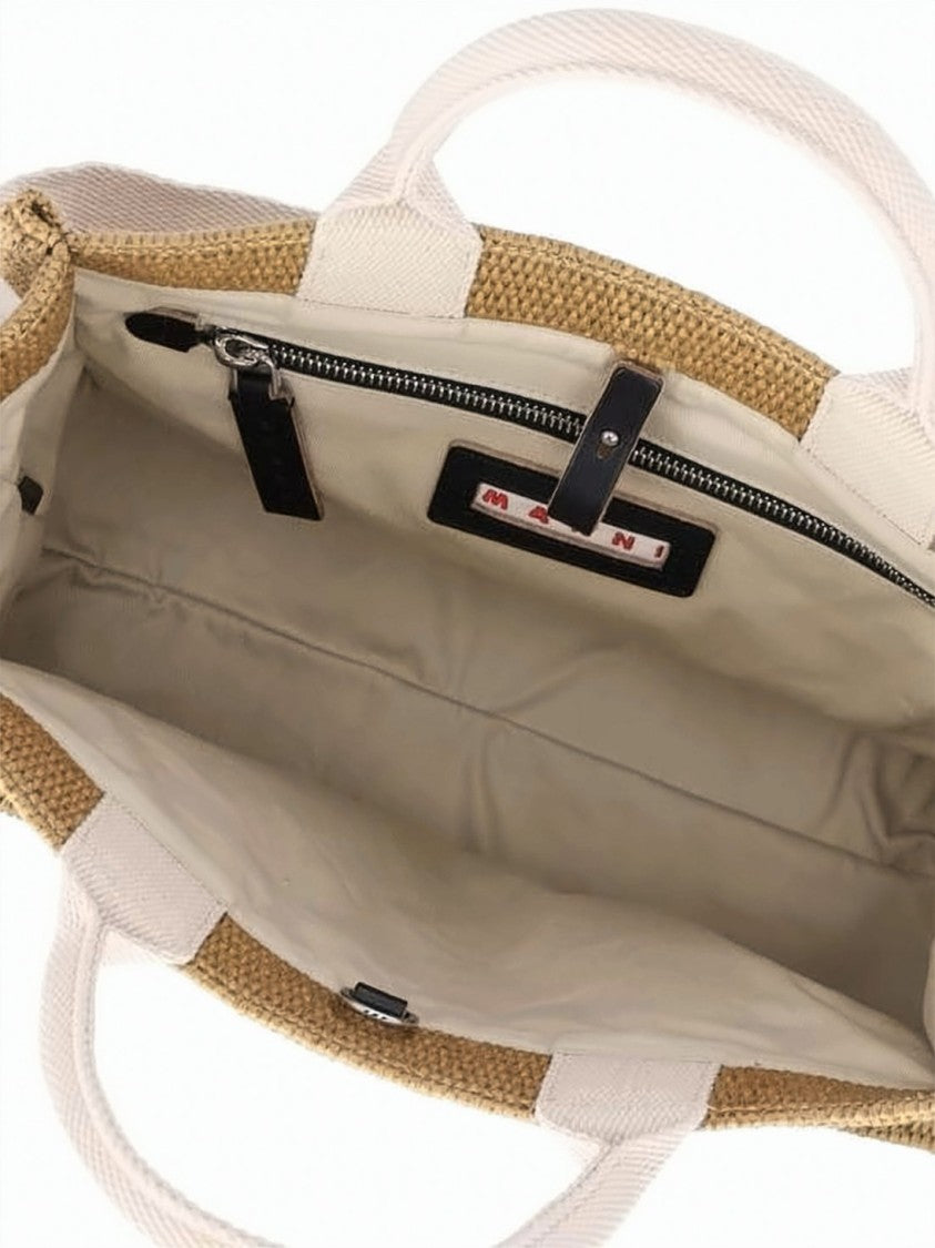 Marni Textured Woven Tote Bag With Detachable Strap