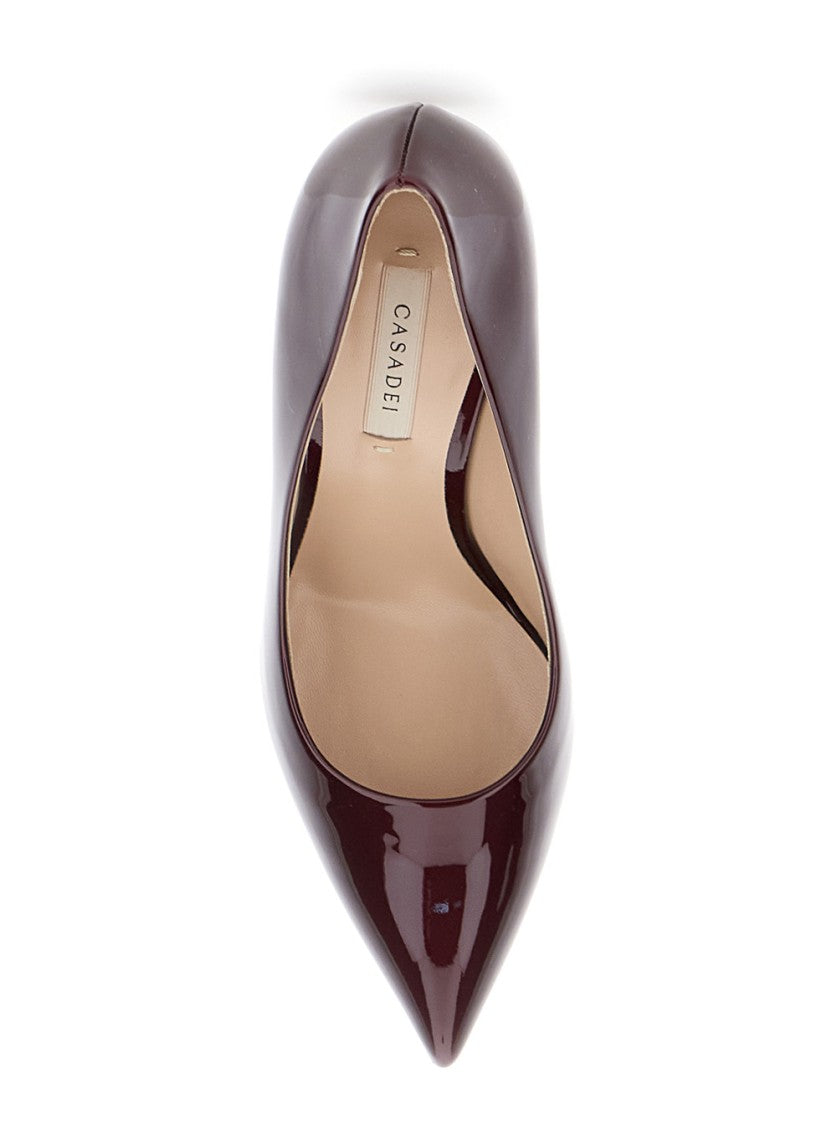 Casadei Burgundy High-Heeled Pumps With Metallic Accent