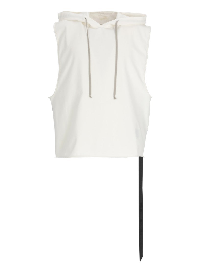 Drkshdw By Rick Owens Ivory Tunic Cotton Sleeveless Hoodie